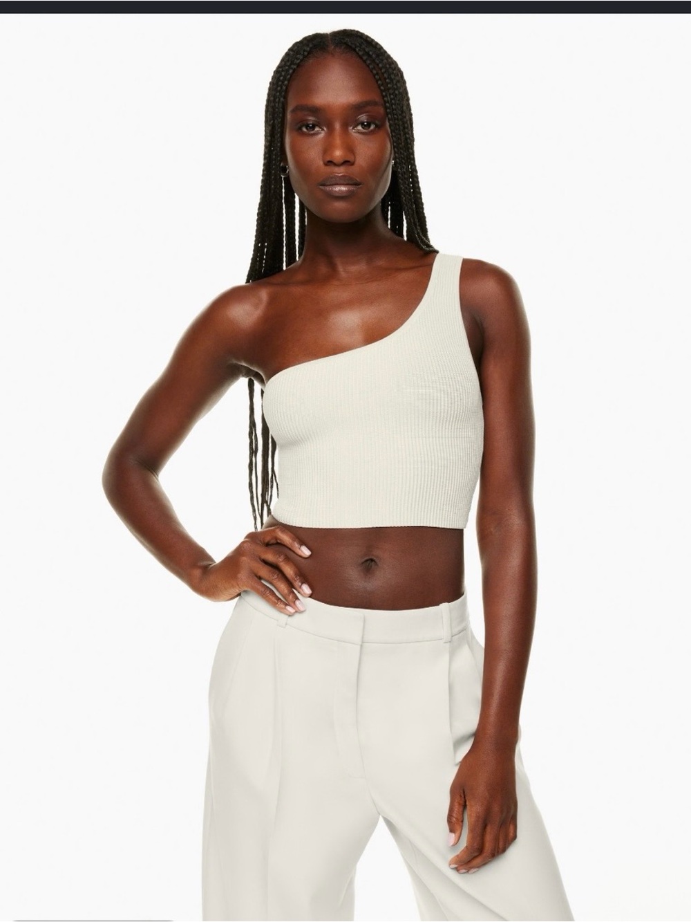 Aritzia Babaton Sculpt Knit One-Shoulder Crop Top